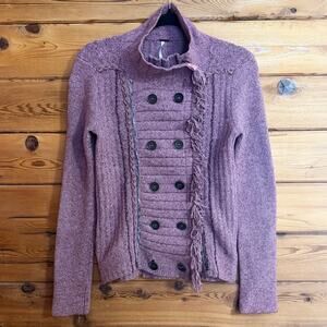Free People Cuddle Bear Cozy Admirals Sweater Pink Double Breasted XS